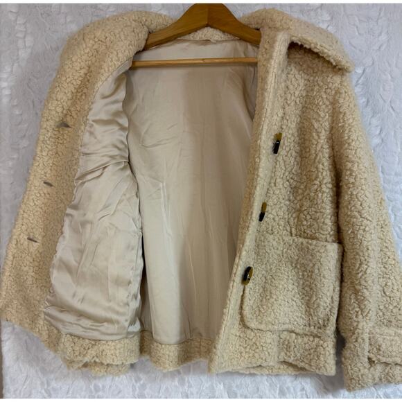 Free People Runway Popular Soft Teddy Bear Faux Fur Ivory Sherpa Coat XS/S*(see) - Picture 6 of 15